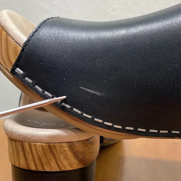 Dansko Maci Leather Slip On Clog Platform Sandals Black & Tan Size 37 (US 6.5-7) - Picture 12 of 16